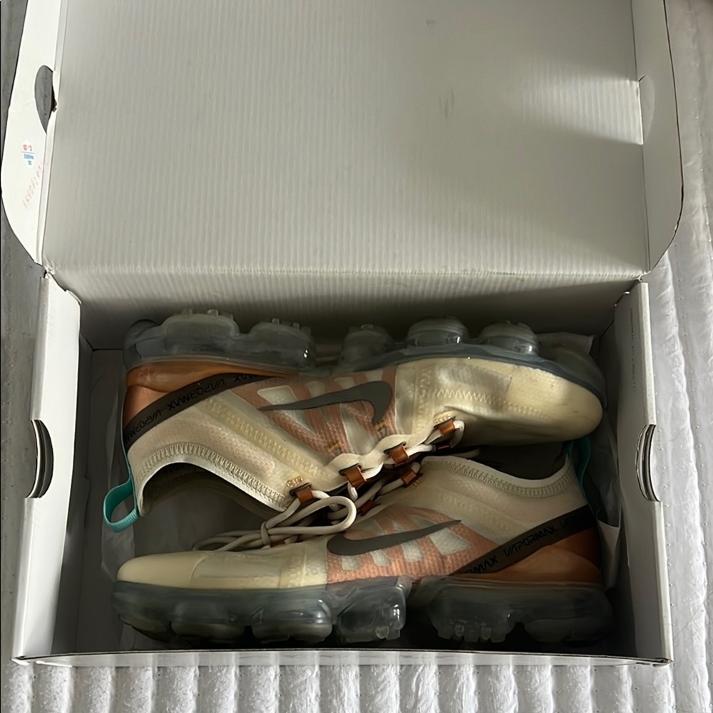 Nike VaporMax Flyknit Cream and Tan Sneakers